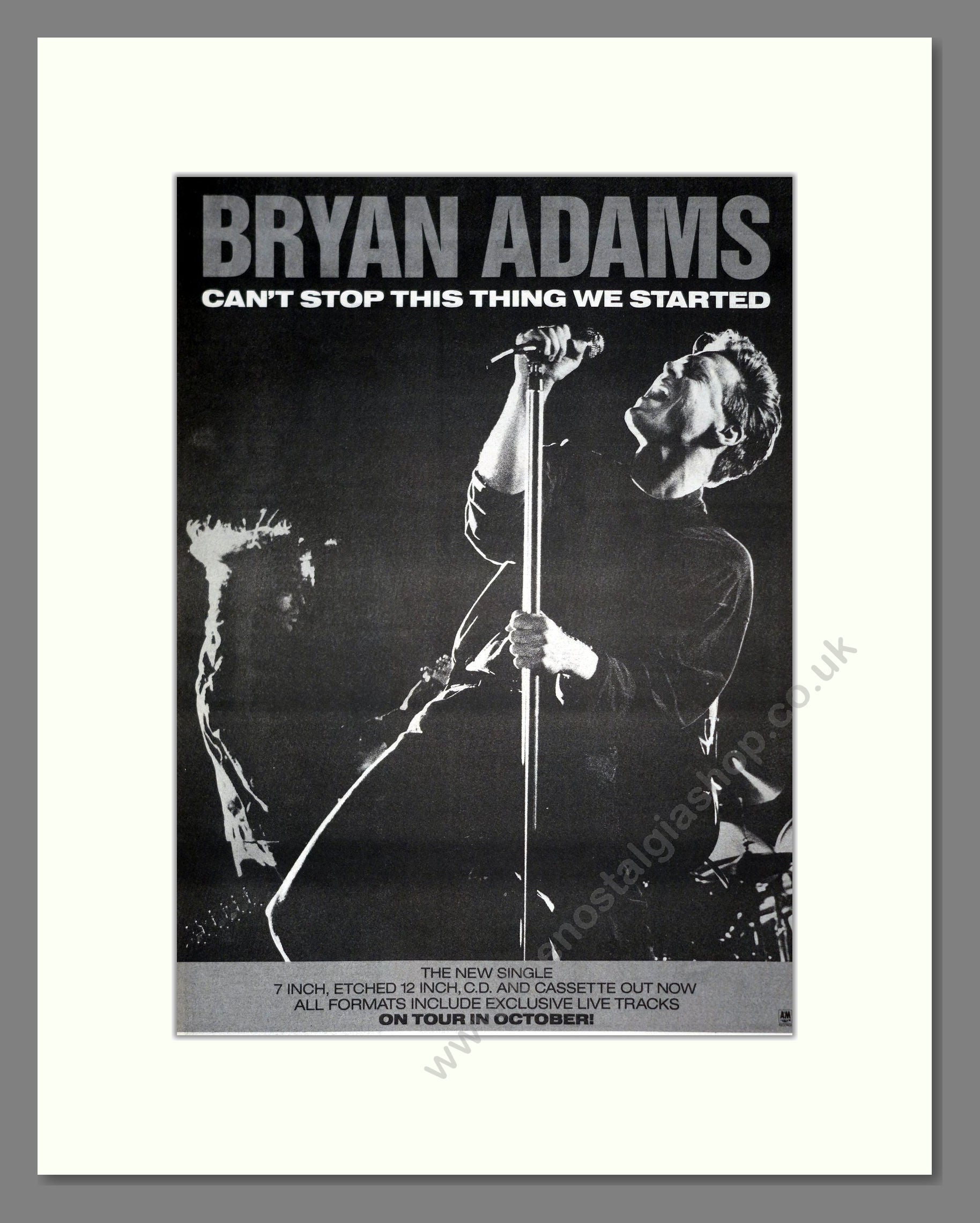 Bryan Adams - Can't Stop This Thing We Started. Vintage Advert 1991 (ref AD19837)