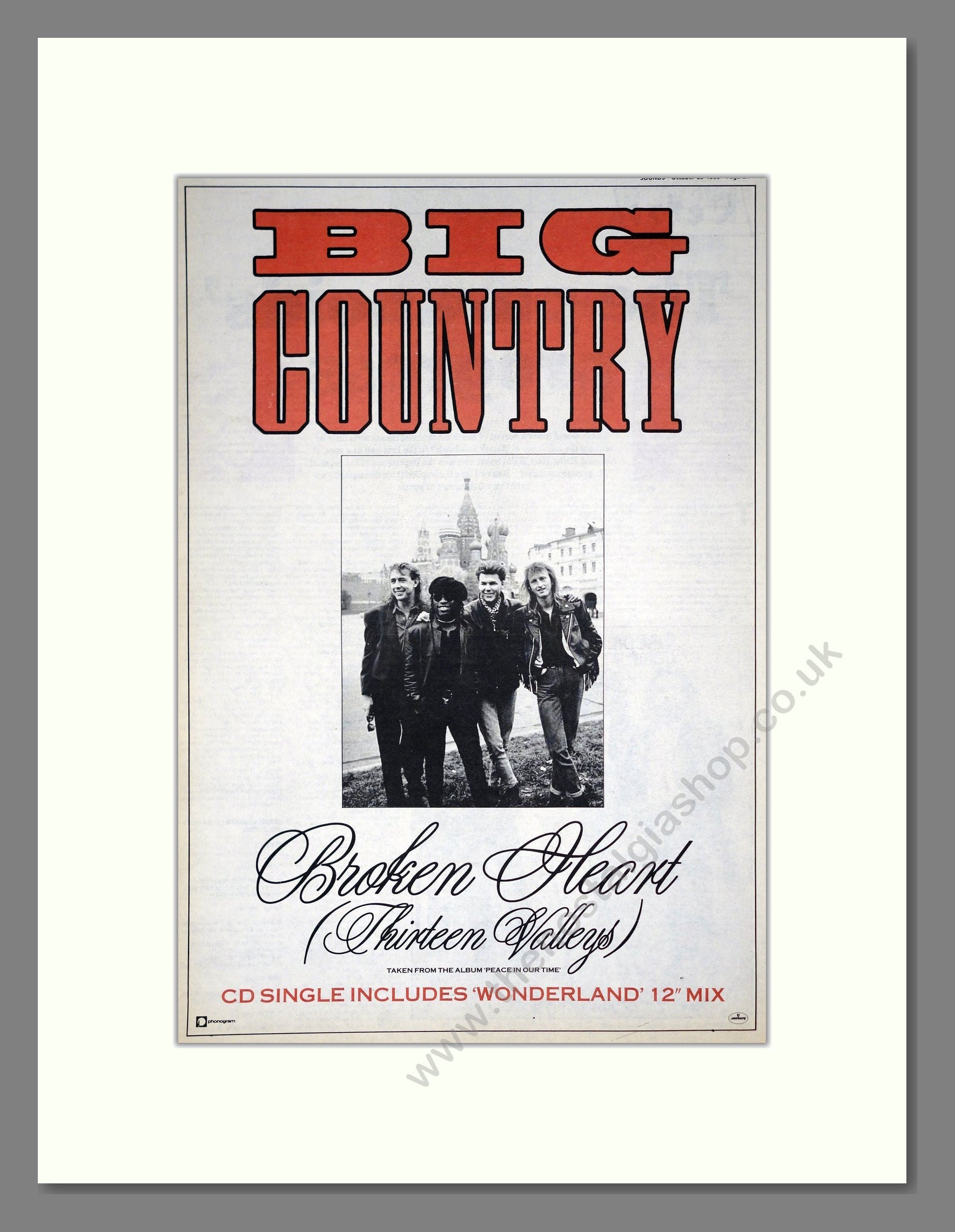 Big Country - Broken Heart. Vintage Advert 1988 (ref AD19840)