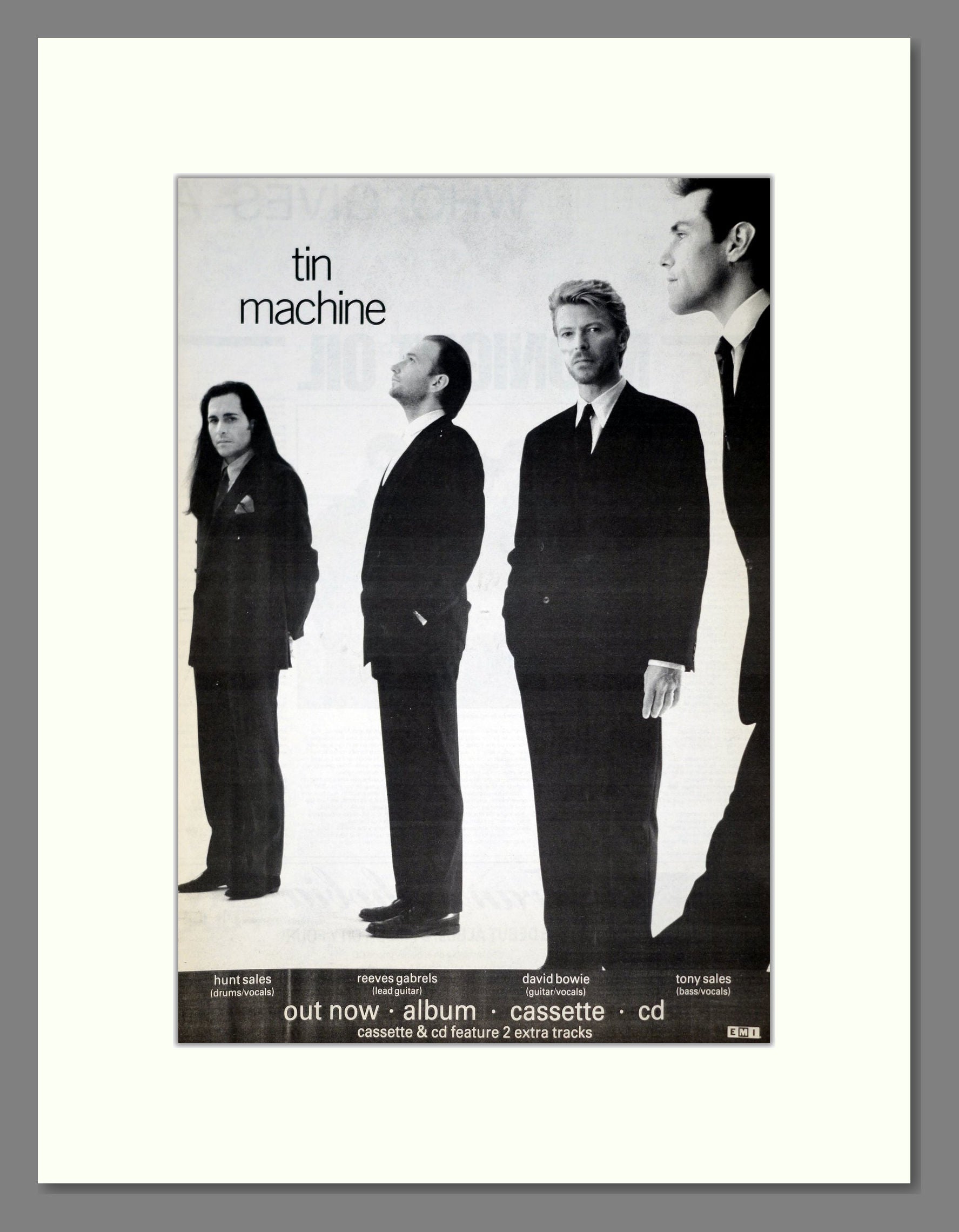 Tin Machine - Self Titled Album. Vintage Advert 1989 (ref AD19842)