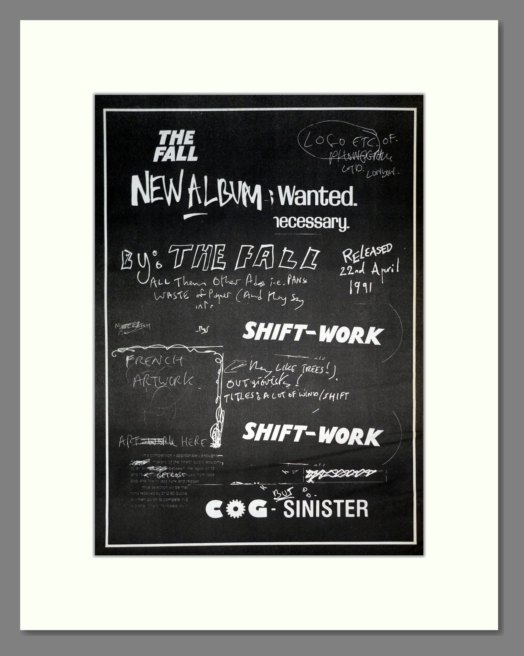 Fall (The) - Shift-Work. Vintage Advert 1991 (ref AD19846)