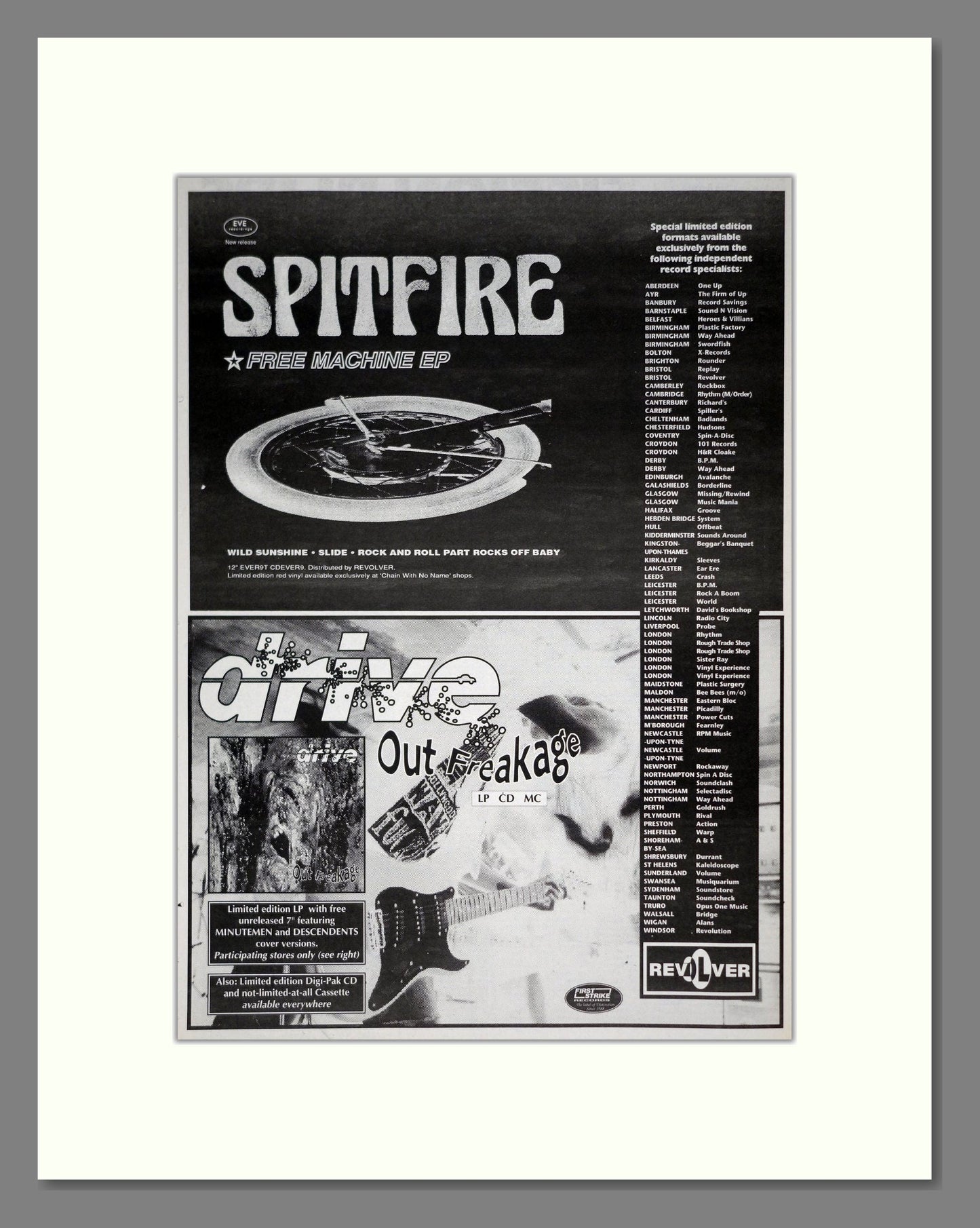 Spitfire / Drive - 2 Albums. Vintage Advert 1992 (ref AD19850)