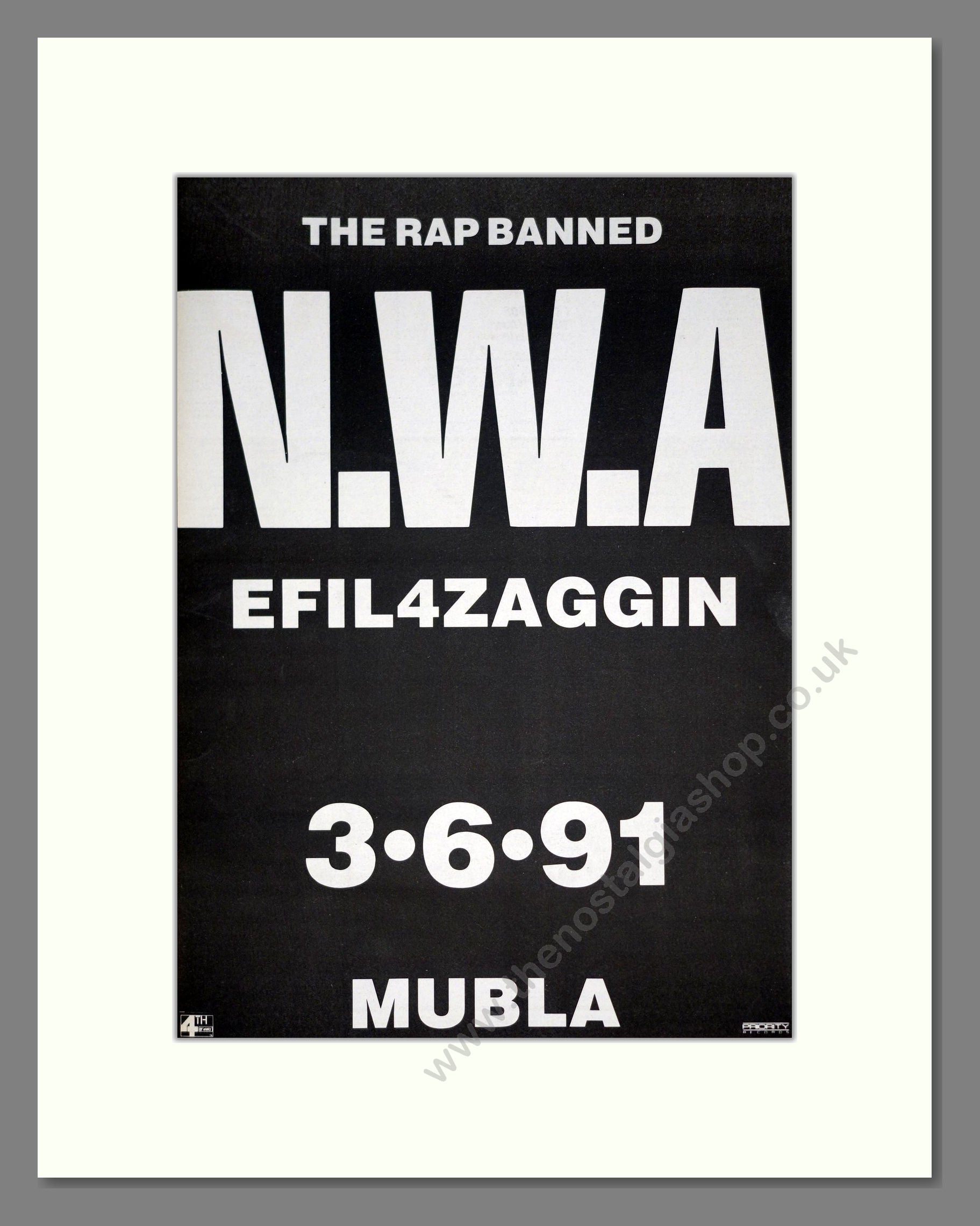 NWA - EFIL4ZAGGIN. Vintage Advert 1991 (ref AD19852)