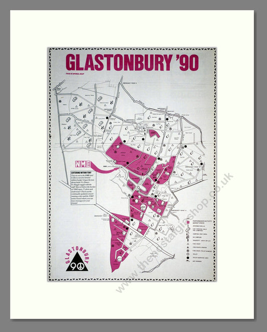 Glastonbury Festival 90 - Site Map. Vintage Advert 1990 (ref AD19856)