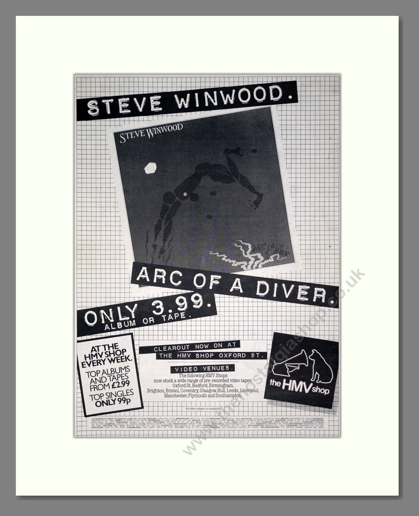 Steve Winwood - Arc Of A Diver. Vintage Advert 1981 (ref AD19863)