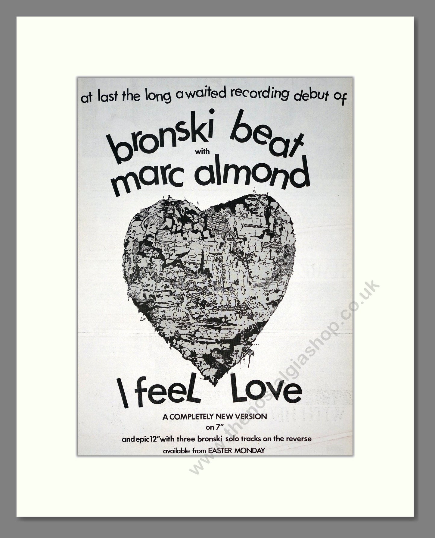 Bronski Beat With Marc Almond - I Feel Love. Vintage Advert 1985 (ref AD19864)