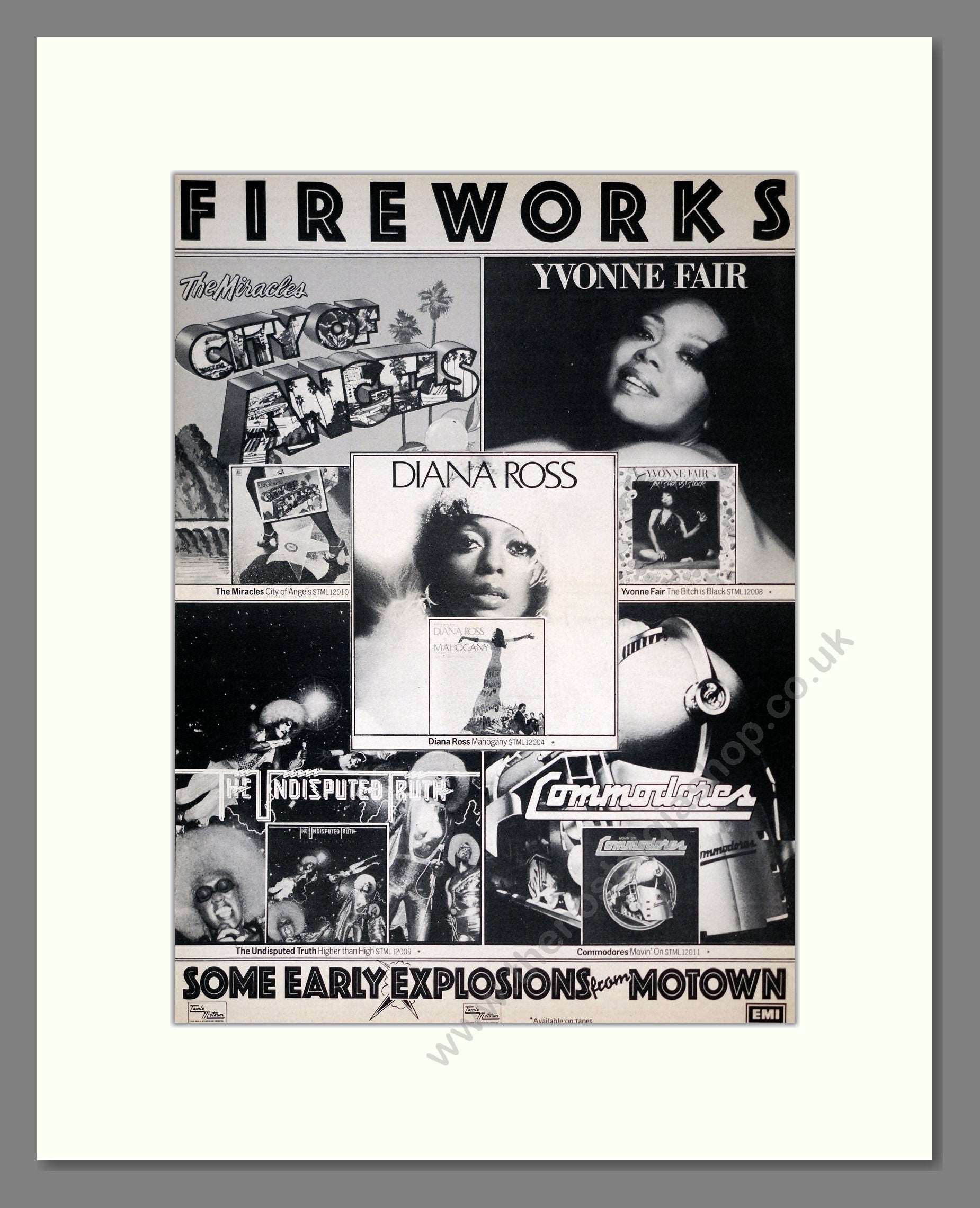 Various Artists - Fireworks Various Motown Albums. Vintage Advert 1975 (ref AD19866)