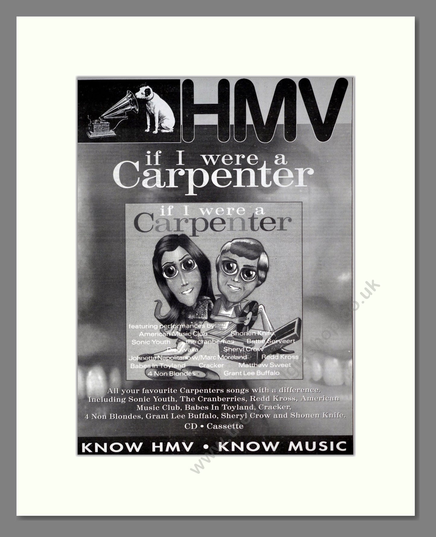 Carpenters (The) - If I Were A Carpenter. Vintage Advert 1994 (ref AD19868)