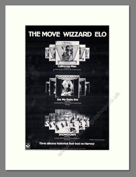 Move (The) / ELO / Wizard - 3 Albums. Vintage Advert 1974 (ref AD19875)