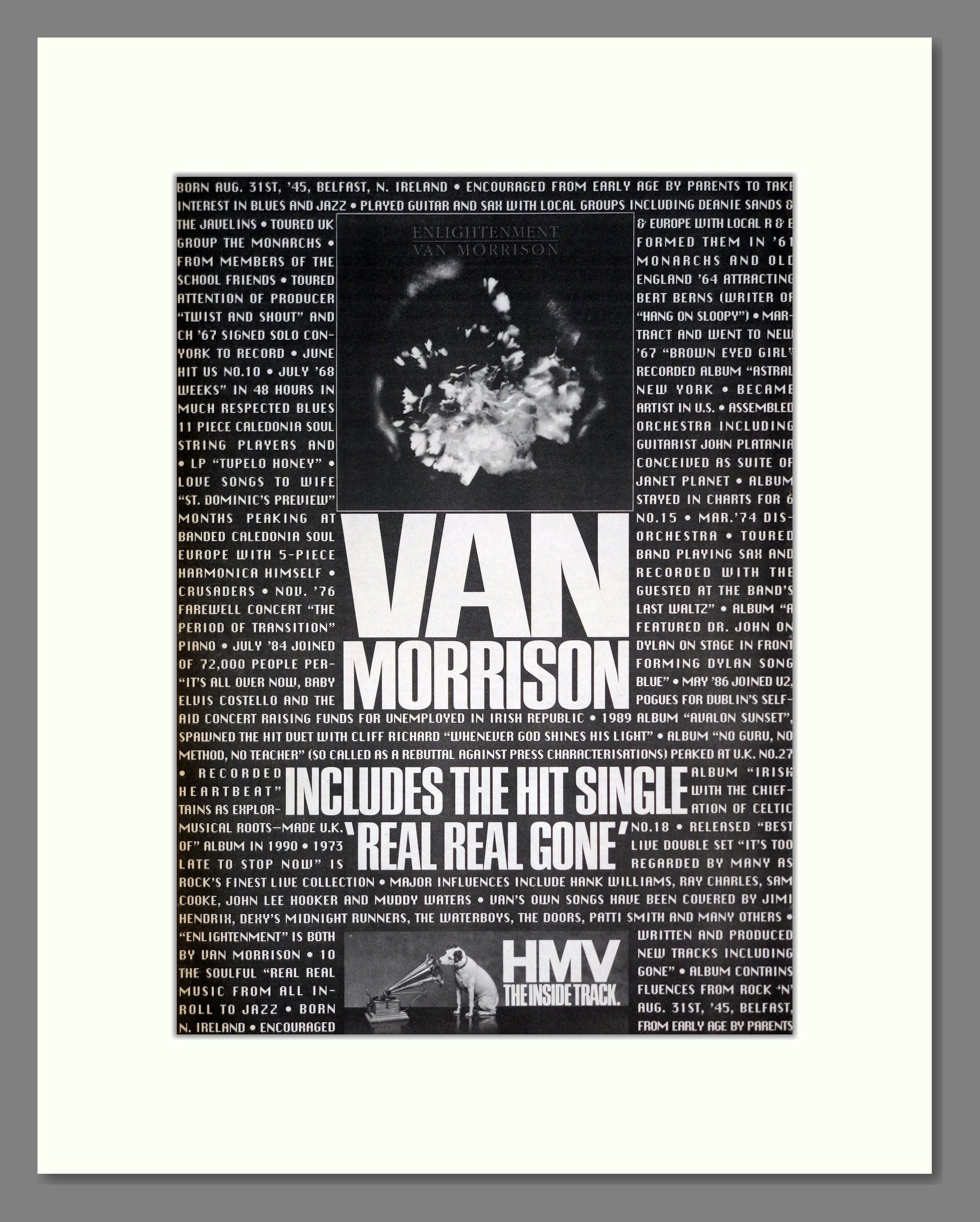 Van Morrison - Real Real Gone. Vintage Advert 1990 (ref AD19884)