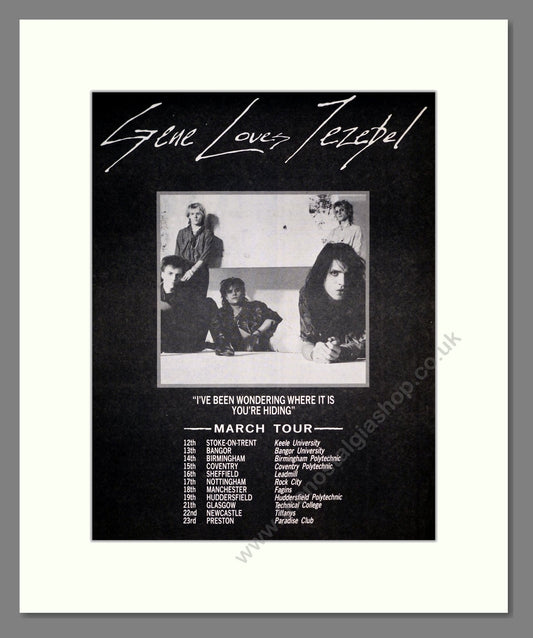 Gene Loves Jezebel - UK Tour. Vintage Advert 1986 (ref AD19890)