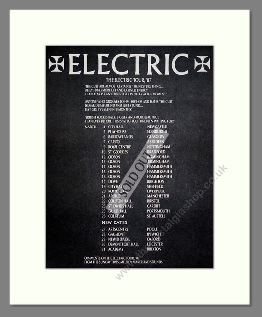 Cult (The) - Electric UK Tour. Vintage Advert 1987 (ref AD19893)