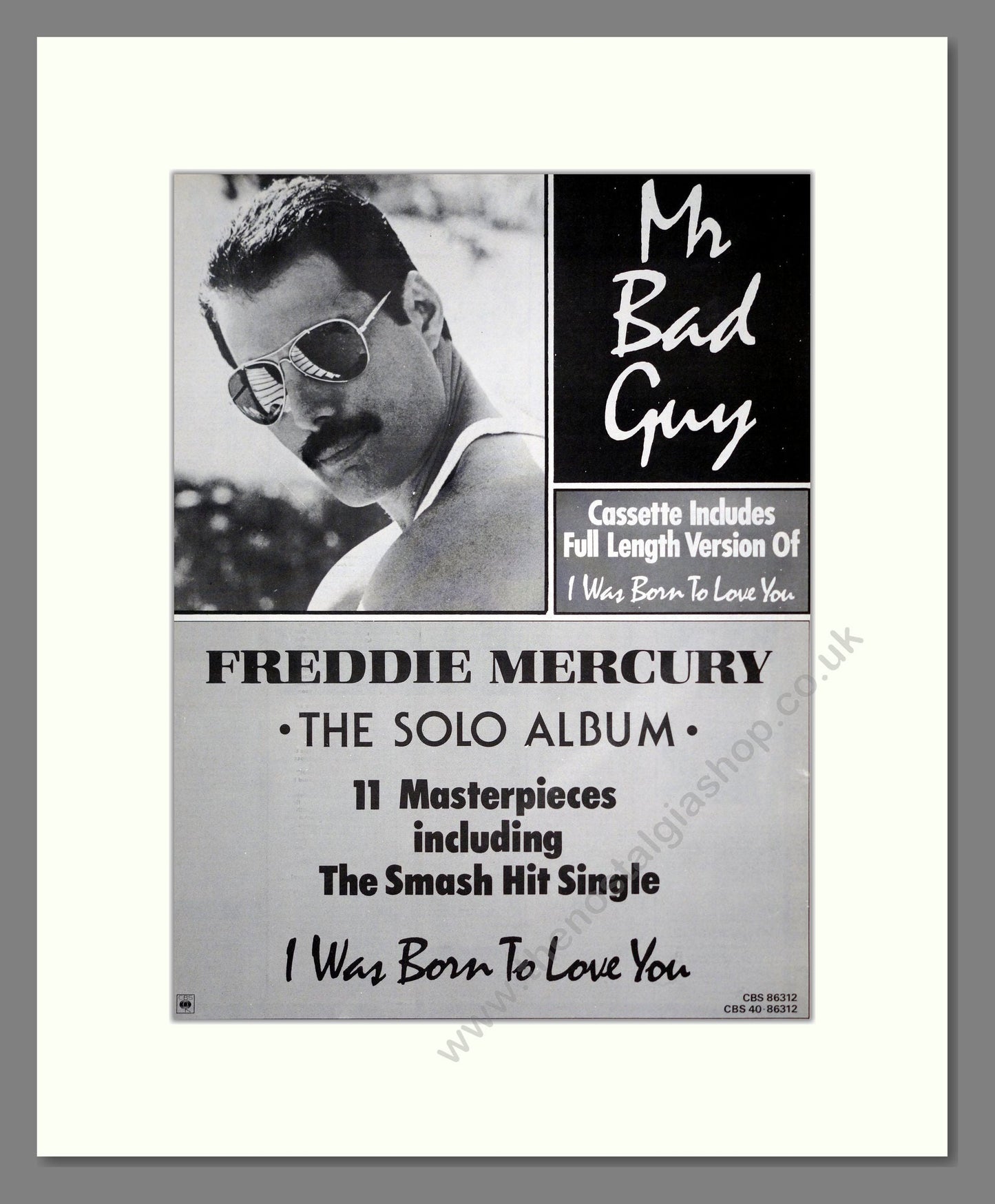 Freddie Mercury - Mr Bad Guy. Vintage Advert 1985 (ref AD19897)