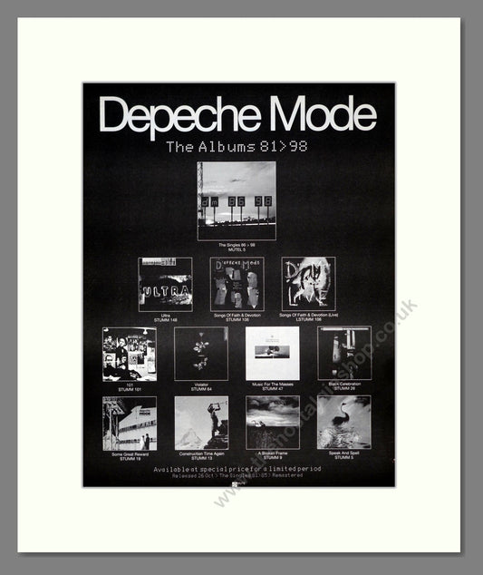 Depeche Mode - Albums 81 to 98. Vintage Advert 1998 (ref AD19903)