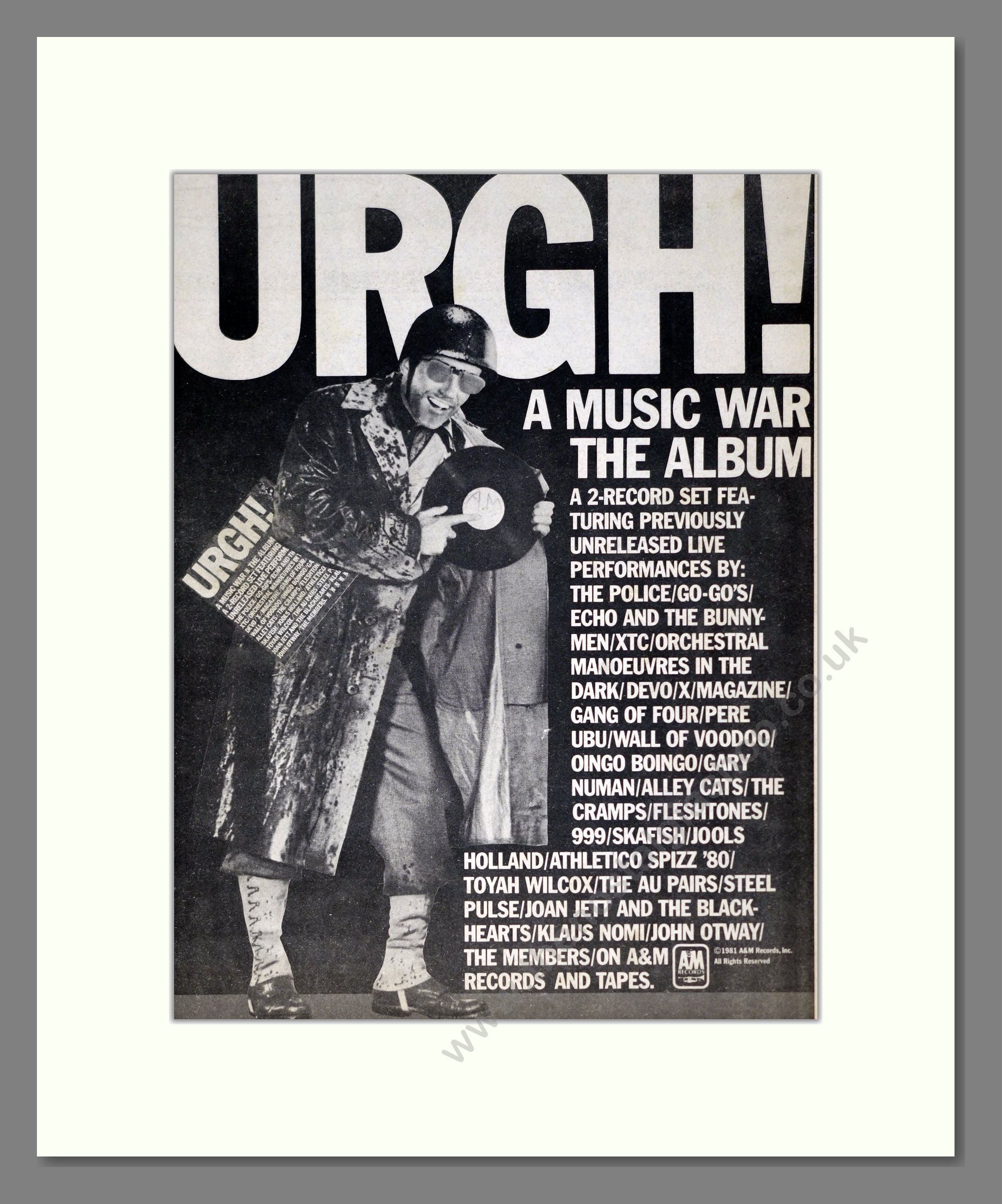 Various Artists - Urgh! A Music War. Vintage Advert 1981 (ref AD19907)