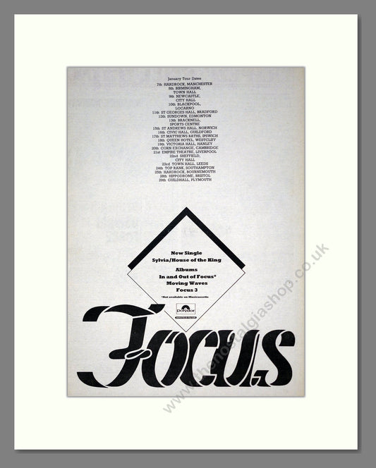 Focus - UK Tour. Vintage Advert 1973 (ref AD19918)