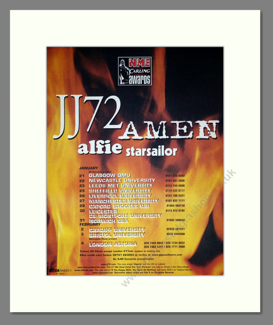 JJ72 / Amen / Alfie / Starsailor - UK Tour. Vintage Advert 2001 (ref AD19919)