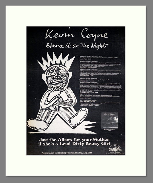 Kevin Coyne - Blame It On The Night. Vintage Advert 1974 (ref AD19923)