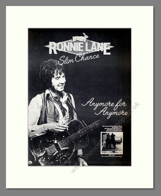 Ronnie Lane - Slim Chance Anymore For Anymore. Vintage Advert 1974 (ref AD19925)