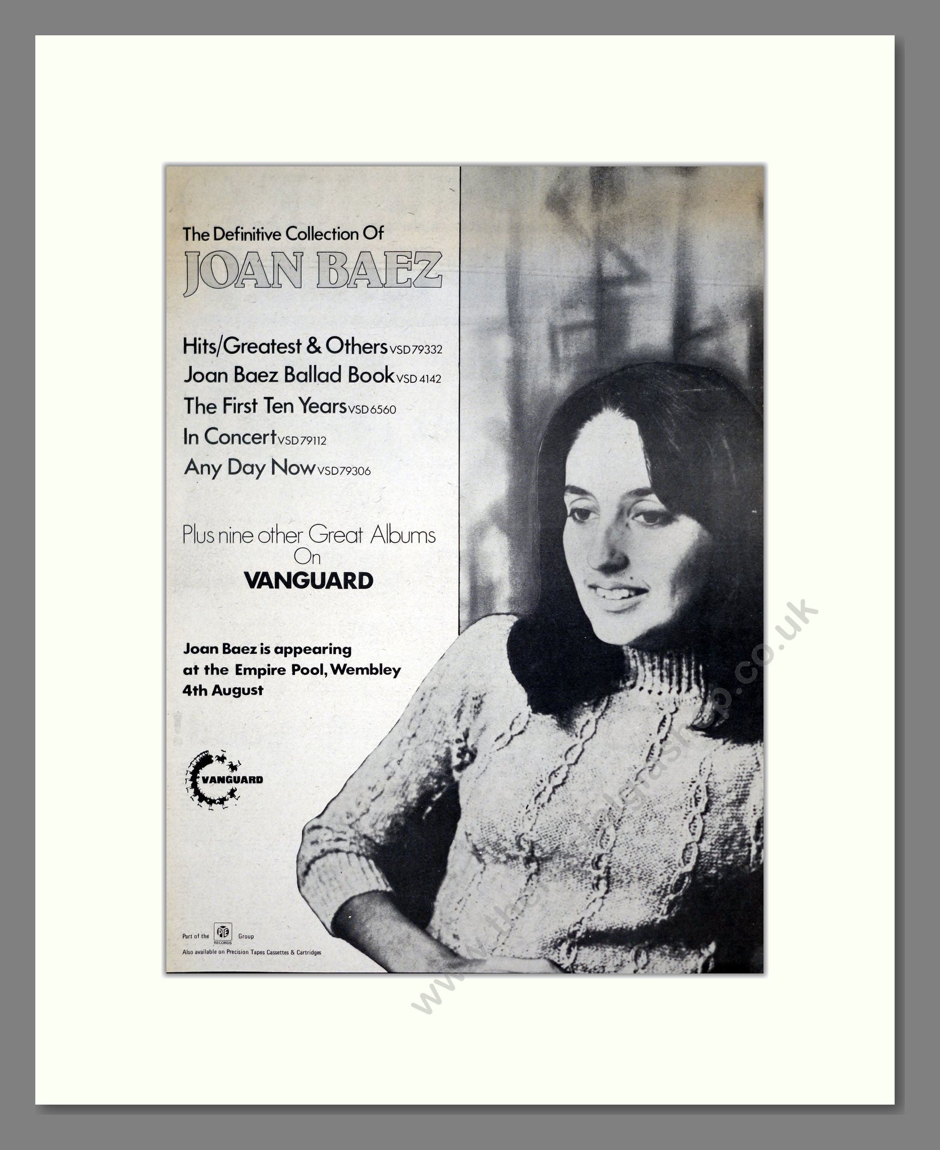 Joan Baez - Definitive Collection. Vintage Advert 1974 (ref AD19928)