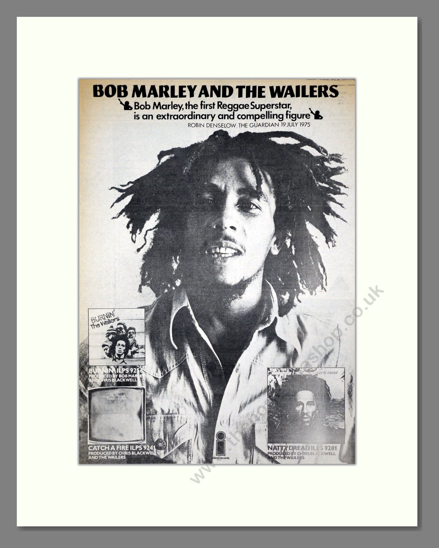 Bob Marley And The Wailers - Various Albums. Vintage Advert 1975 (ref AD19937)