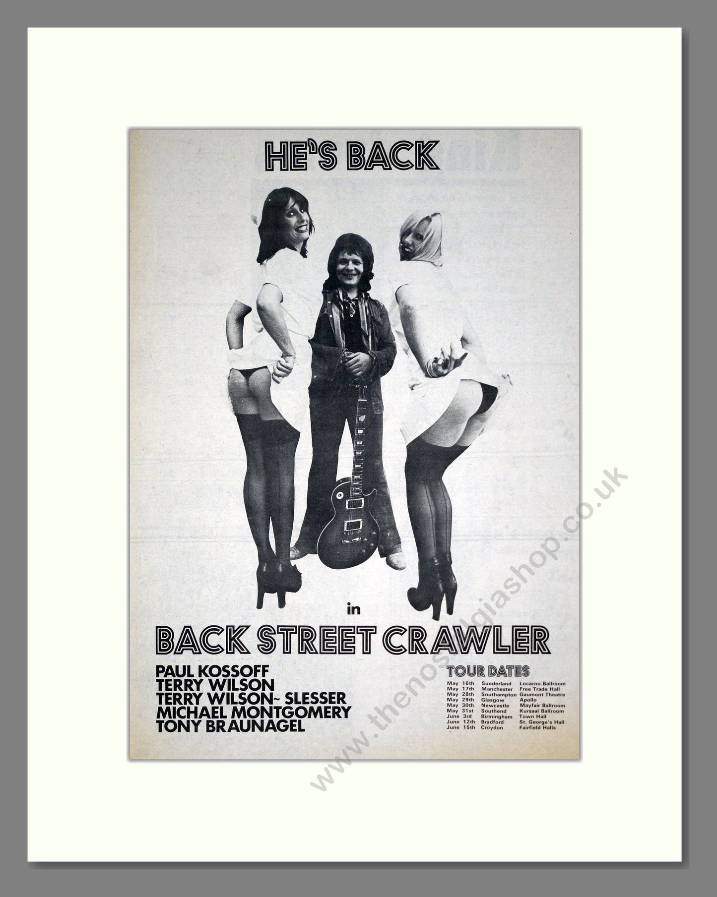 Back Street Crawler - UK Tour. Vintage Advert 1975 (ref AD19946)