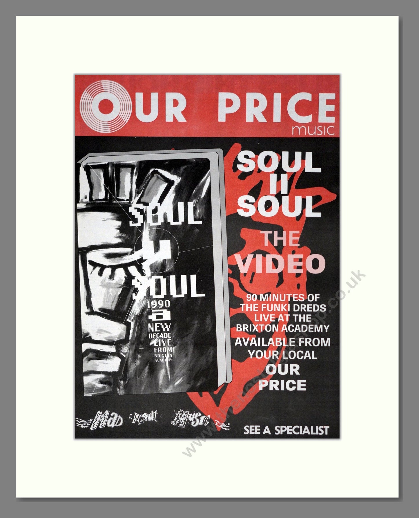 Soul II Soul - The Video Brixton Academy. Vintage Advert 1990 (ref AD19952)