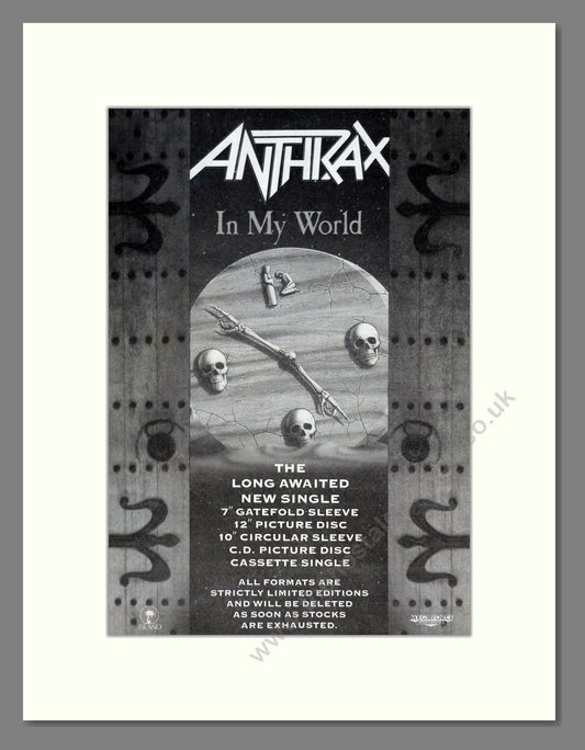 Anthrax - In My World. Vintage Advert 1990 (ref AD19960)