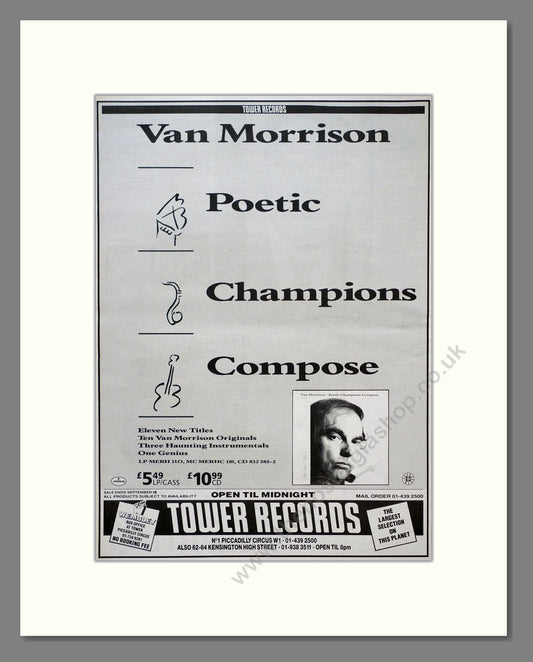 Van Morrison - Poetic Champions Compose. Vintage Advert 1987 (ref AD19968)