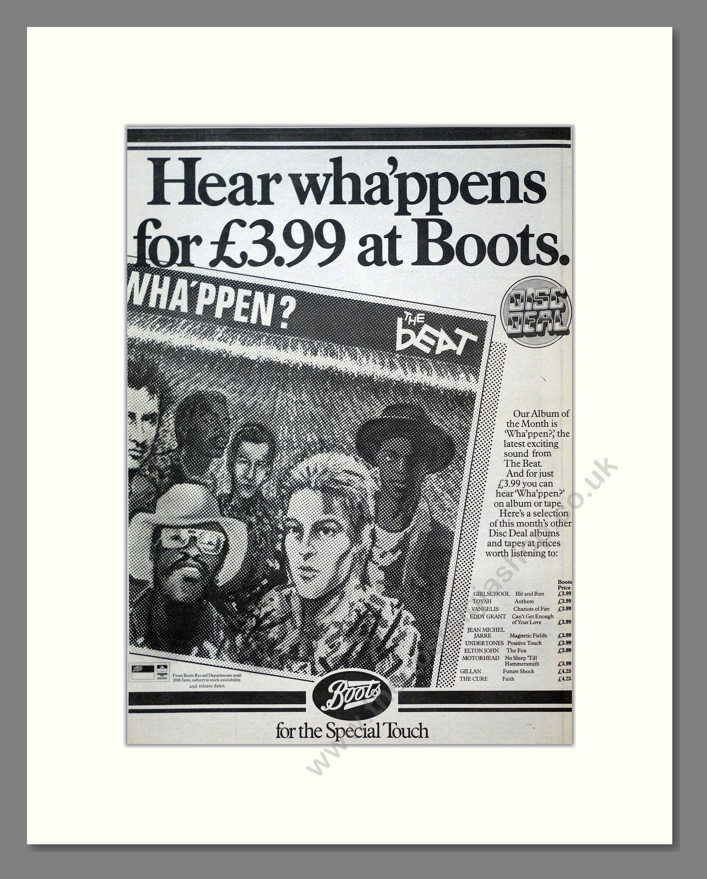 Beat (The) - Wha'ppen. Vintage Advert 1981 (ref AD19994)