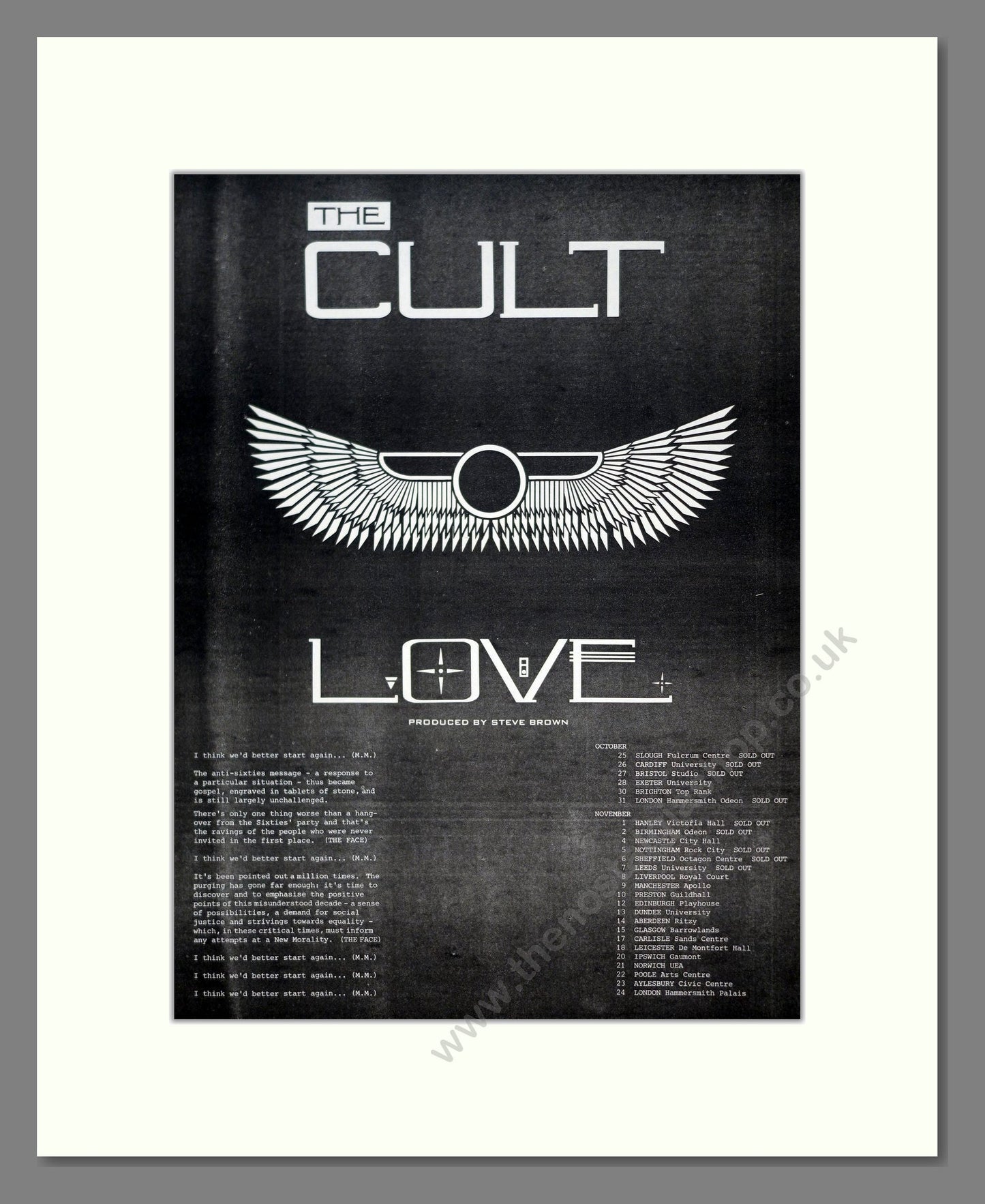 Cult (The) - Love. Vintage Advert 1985 (ref AD20011)