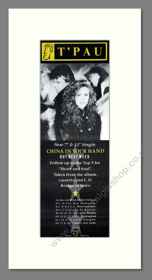 T'Pau - China In Your Hand. Vintage Advert 1987 (ref AD201355)