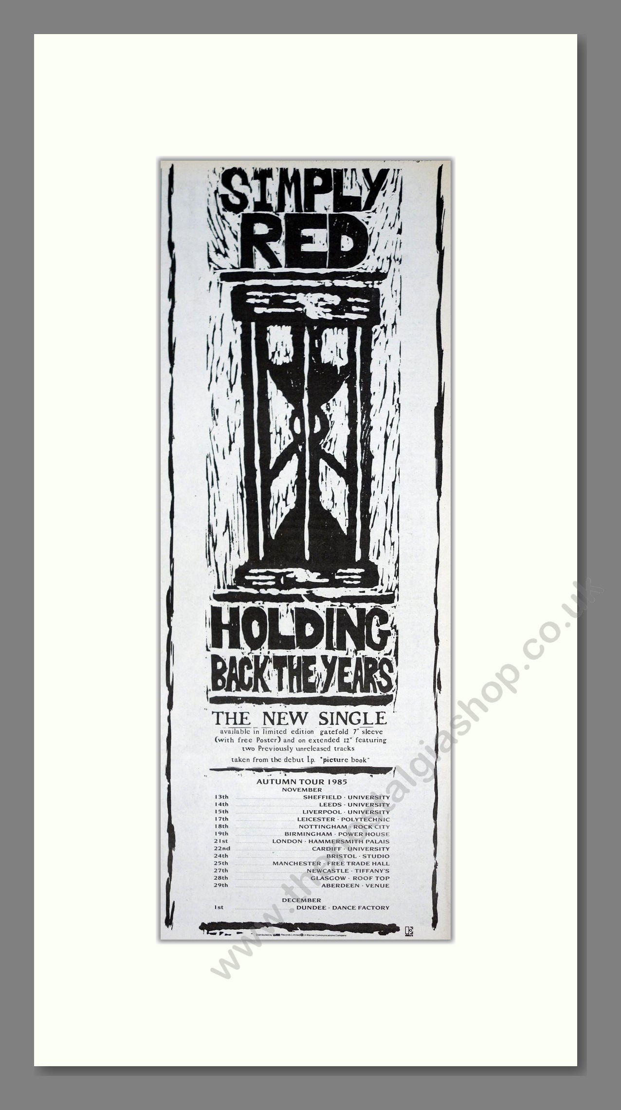 Simply Red - Holding Back The Years. Vintage Advert 1985 (ref AD201359)