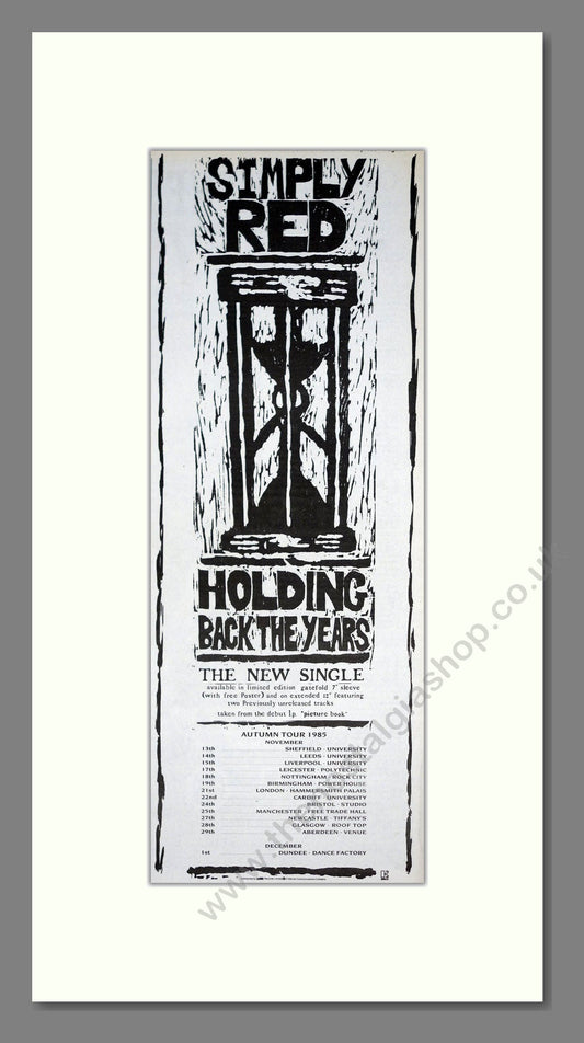 Simply Red - Holding Back The Years. Vintage Advert 1985 (ref AD201359)