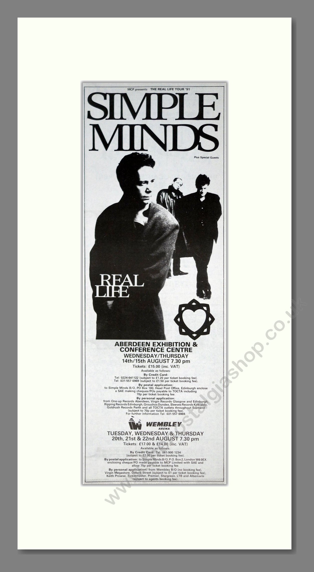 Simple Minds - Real Life. Vintage Advert 1991 (ref AD201365)