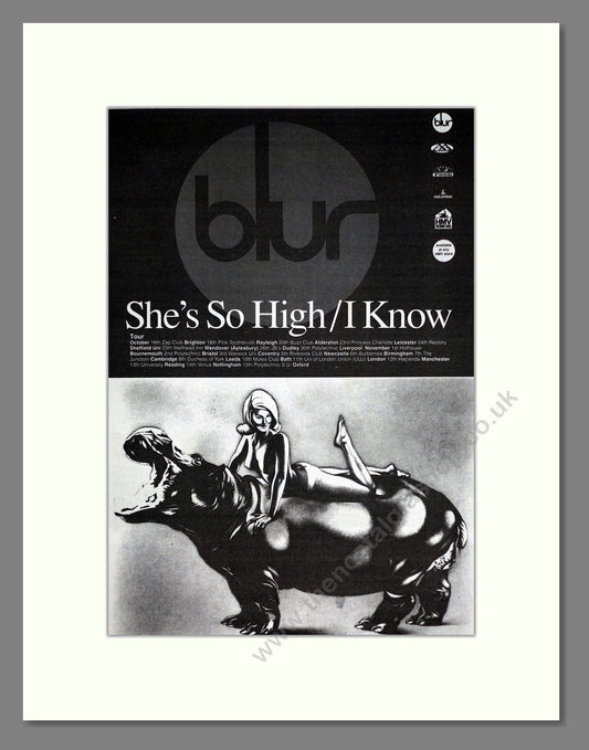 Blur - She's So High / I Know. Vintage Advert 1990 (ref AD63176)