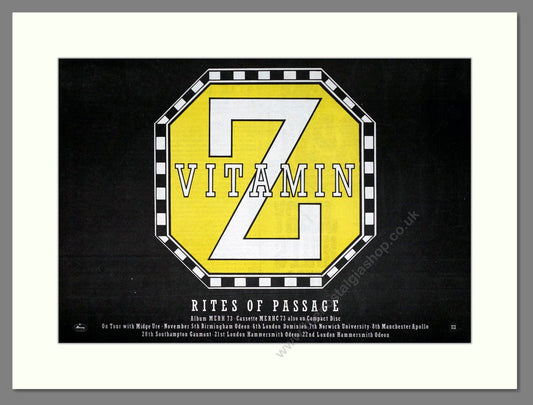 Vitamin Z - Rites Of Passage. Vintage Advert 1985 (ref AD63187)