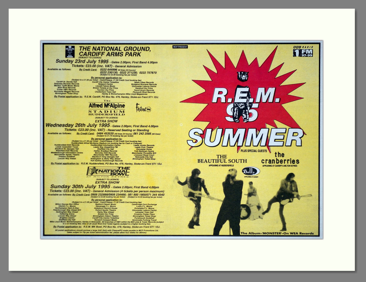 REM - Summer 95 Tour. Vintage Advert 1995 (ref AD63193)