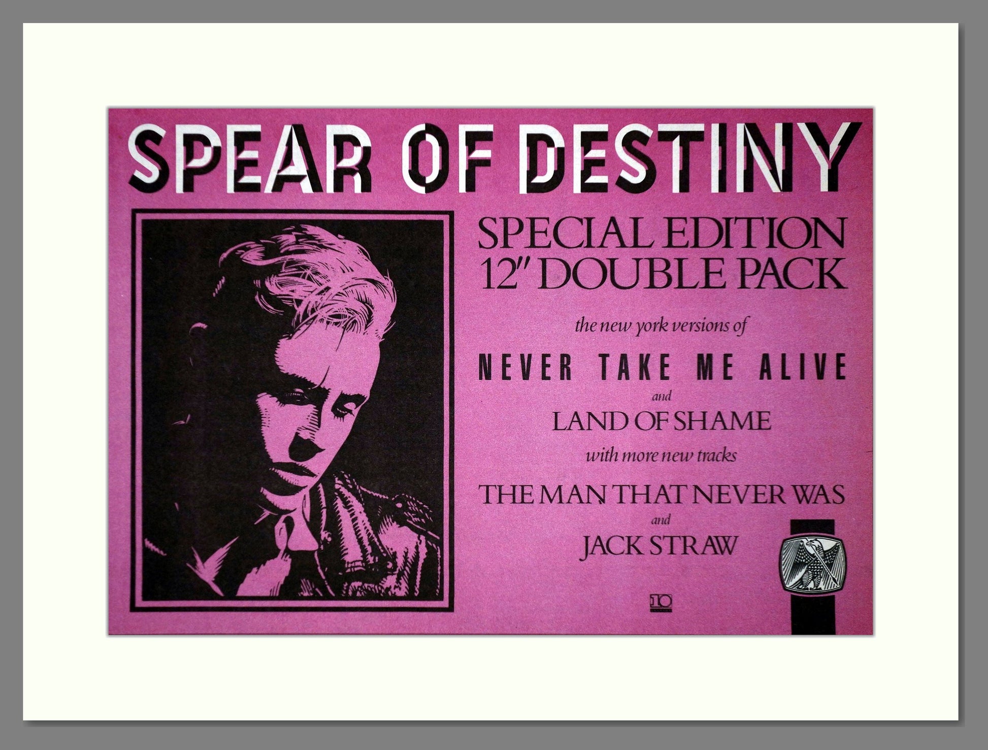 Spear Of Destiny - Never Take Me Alive. Vintage Advert 1987 (ref AD63203)