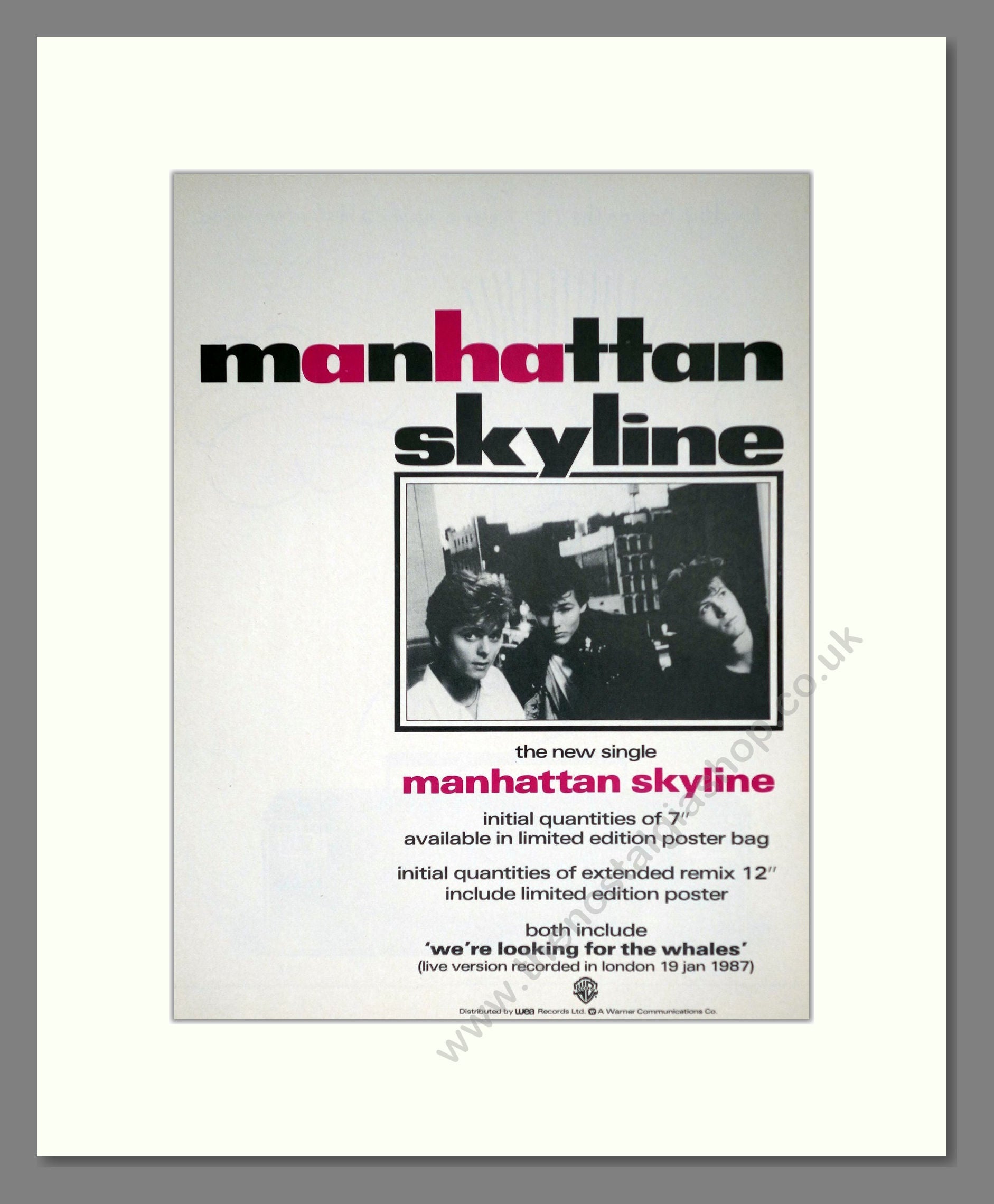 Manhattan Skyline - New Single. Vintage Advert 1987 (ref AD63221)