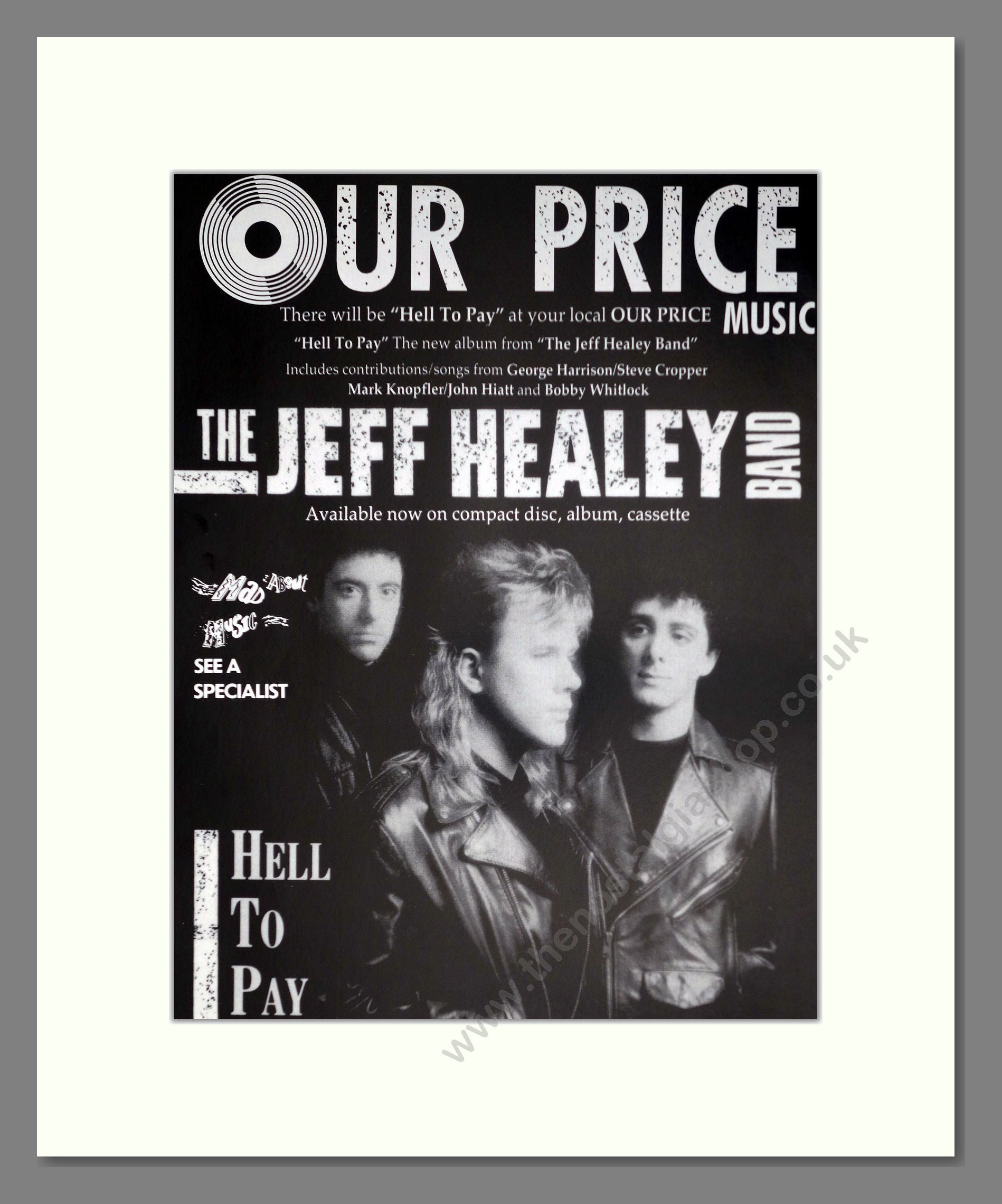 Jeff Healy Band (The) - Hell To Pay. Vintage Advert 1990 (ref AD63230)