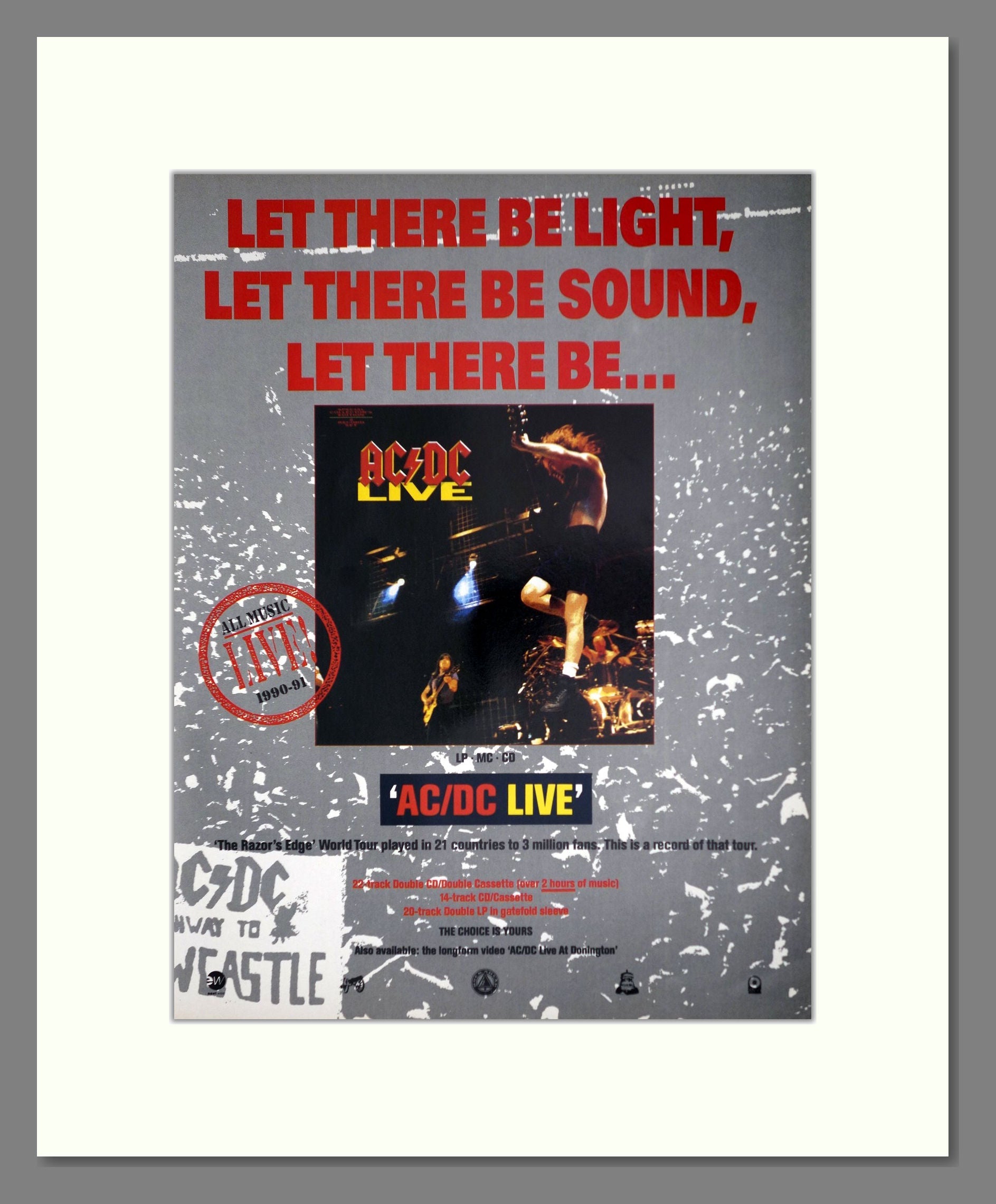 AC DC - Live. Vintage Advert 1992 (ref AD63237)