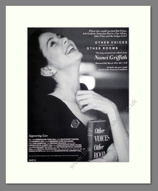 Nanci Griffith - Other Voice Other Rooms. Vintage Advert 1993 (ref AD63251)