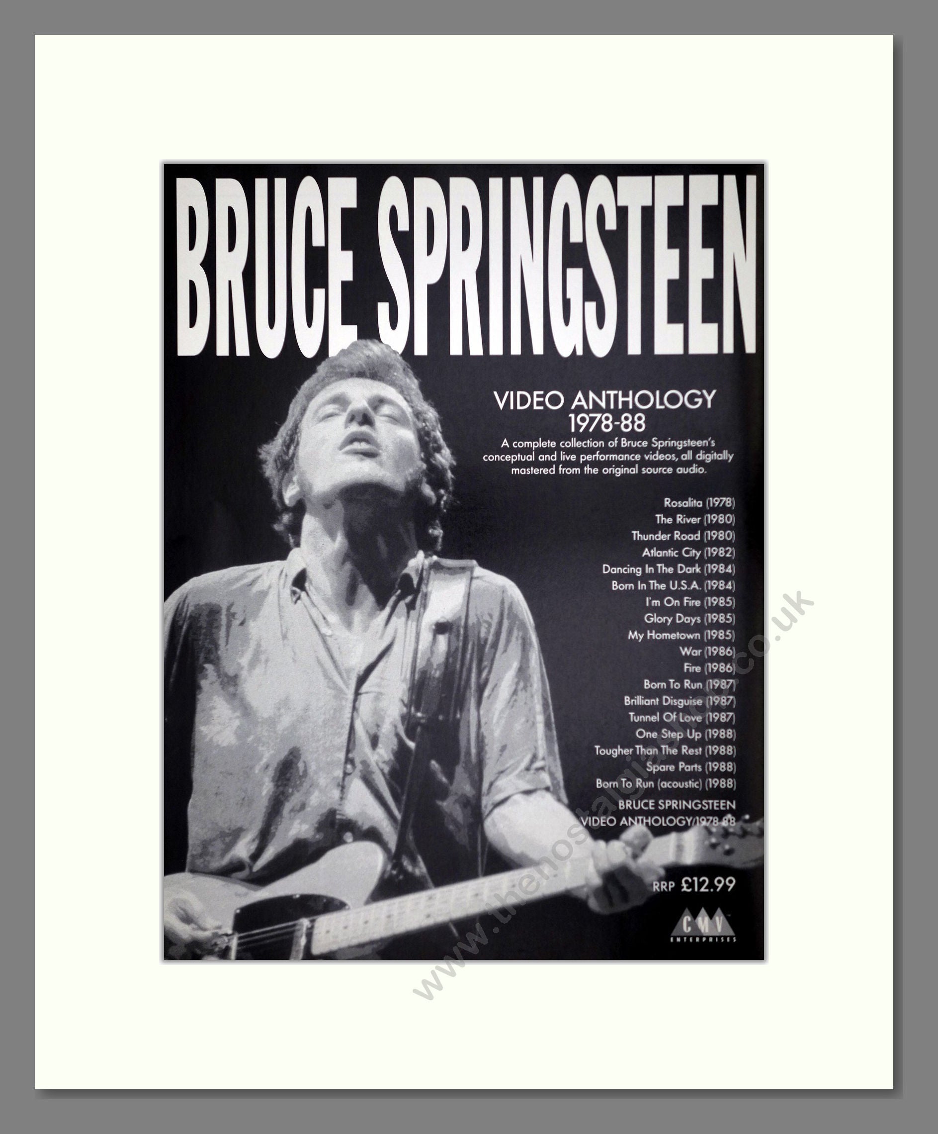 Bruce Springsteen - Video Anthology. Vintage Advert 1988 (ref AD63278)