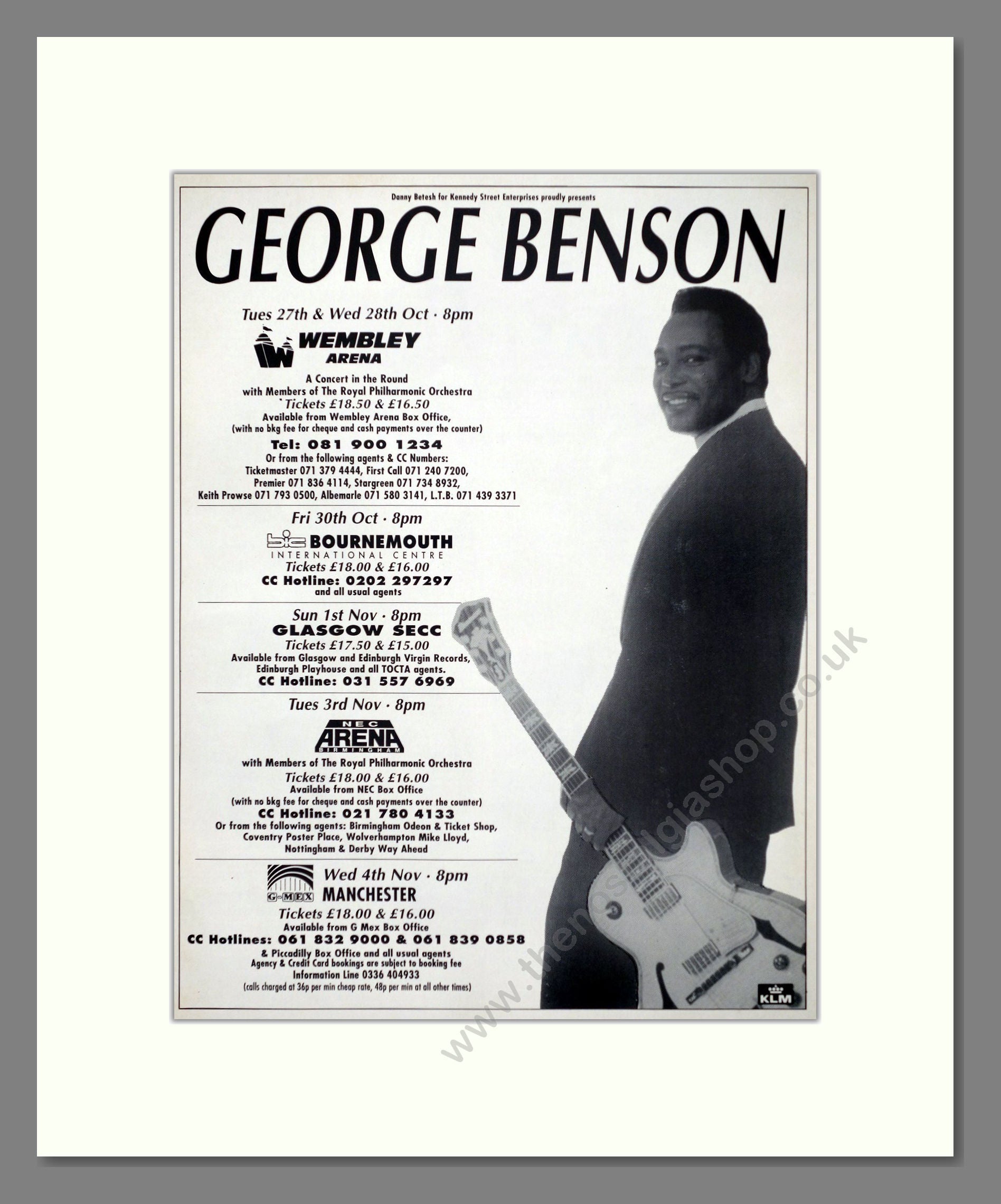 George Benson - UK Tour. Vintage Advert 1992 (ref AD63282)