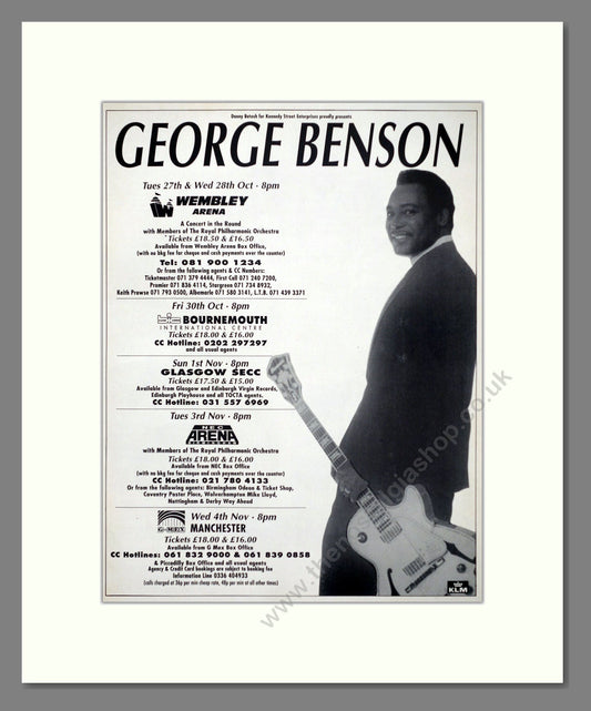 George Benson - UK Tour. Vintage Advert 1992 (ref AD63282)