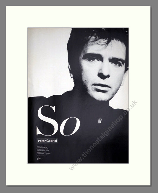 Peter Gabriel - So. Vintage Advert 1986 (ref AD63286)