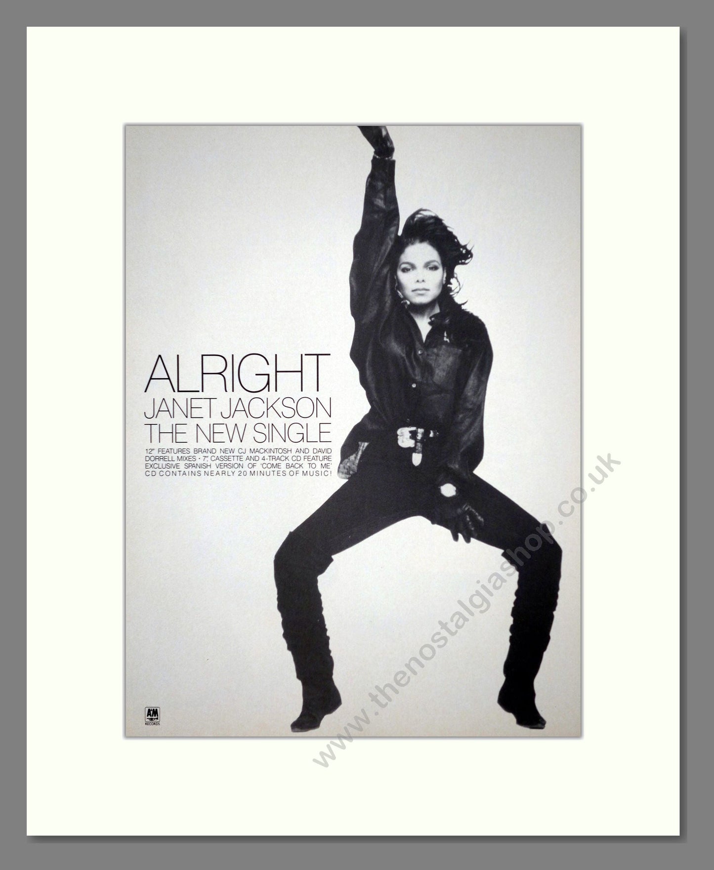 Janet Jackson - Alright. Vintage Advert 1990 (ref AD63288)