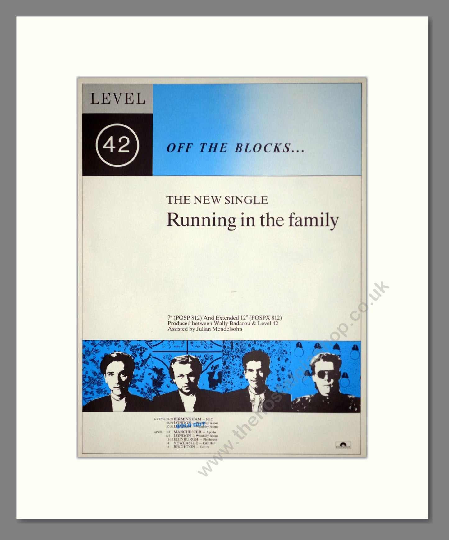 Level 42 - Off The Blocks / Running In The Family. Vintage Advert 1987 (ref AD63293)