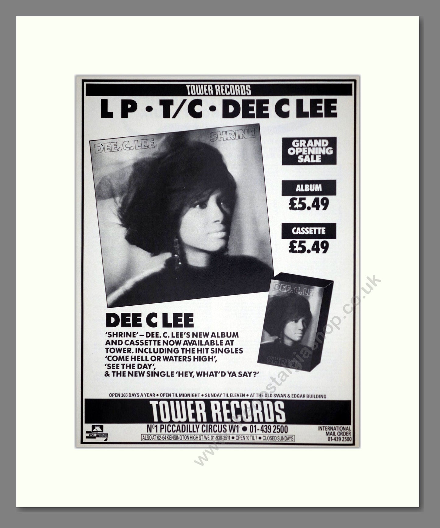 Dee C Lee - Shrine. Vintage Advert 1986 (ref AD63308)