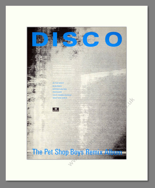 Pet Shop Boys - Disco (Remixes). Vintage Advert 1986 (ref AD63312)